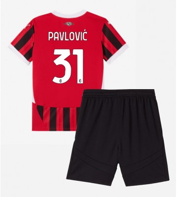 AC Milan Strahinja Pavlovic #31 Hemmakläder Barn 2024-25 Kortärmad (+ Korta byxor)